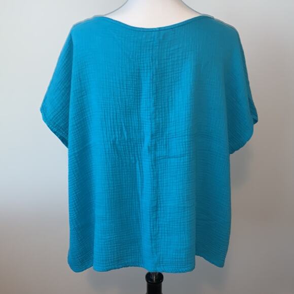 Bryn Walker Turquoise Cotton Waffle Oversized Top Sz M - Picture 6 of 6